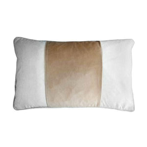 FIONA Beige and White Panel Velvet Oblong Cushion Cover Cushions - Fuller's Flips